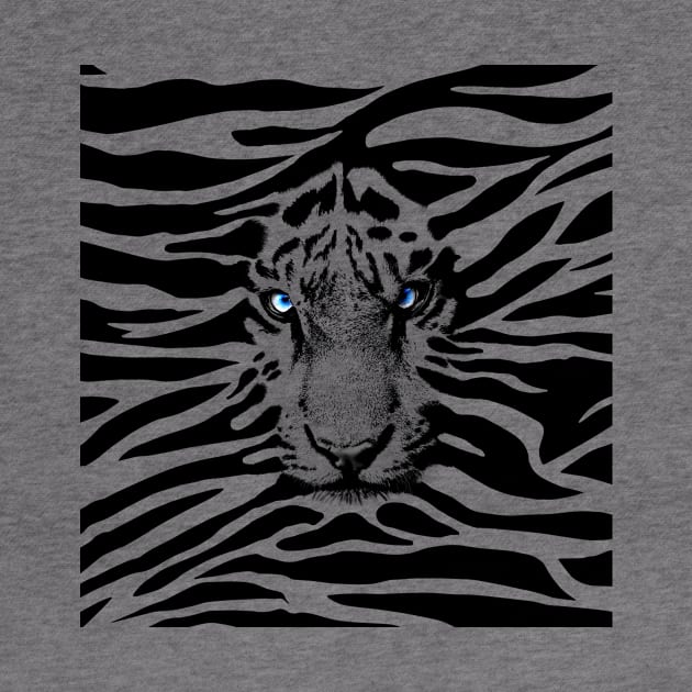 A White Tiger Merged into a Tiger Pattern by greenPAWS graphics